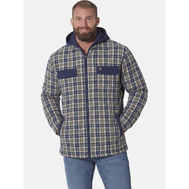 Veste en molleton DAGBERT bleu foncé à carreaux <span itemprop=