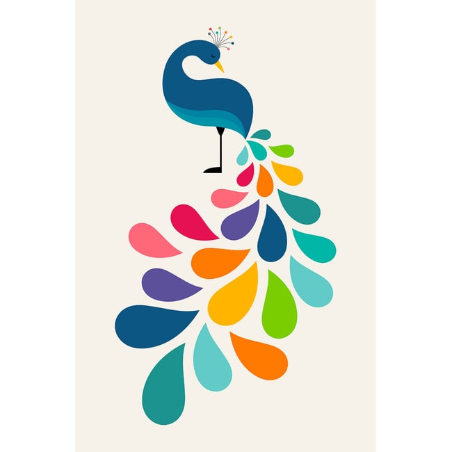 Tableau paon coloré Couleur toile imprimée <span itemprop=