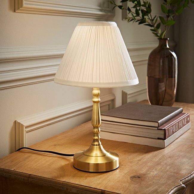 Skye Touch Table Lamp Pleated Shade, brushed gold, SO'HOME