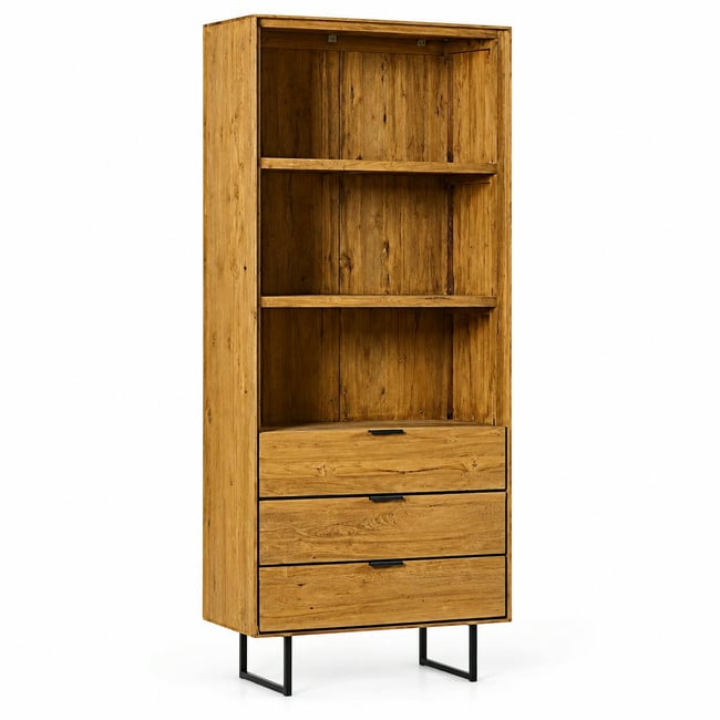 Bibliothèque colonne en teck recyclé DEPOK Couleur bois naturel <span itemprop=