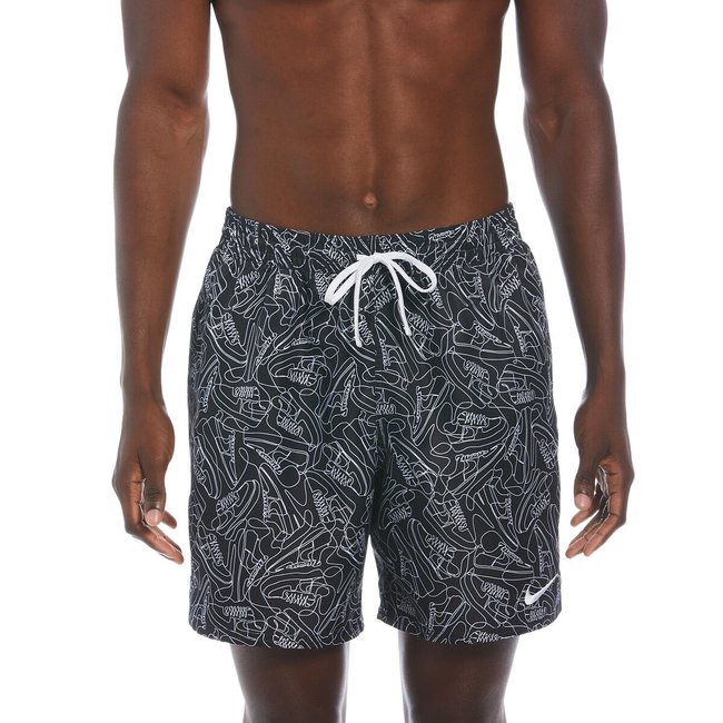 Badeshorts Sneakers, grafisches Druckdesign schwarz <span itemprop=