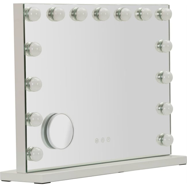 Miroir de table lumineux hollywood en fer MODERN Couleur blanc <span itemprop=