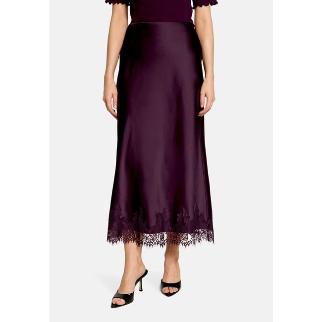 Jupe en satin à bordure en dentelle dark dahlia <span itemprop=