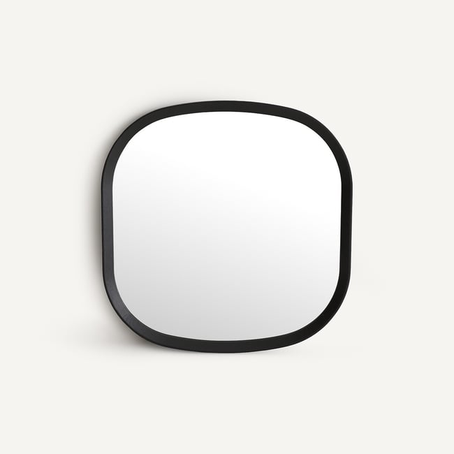 Miroir carré en chêne massif, H60 cm, Orion Couleur noir <span itemprop=