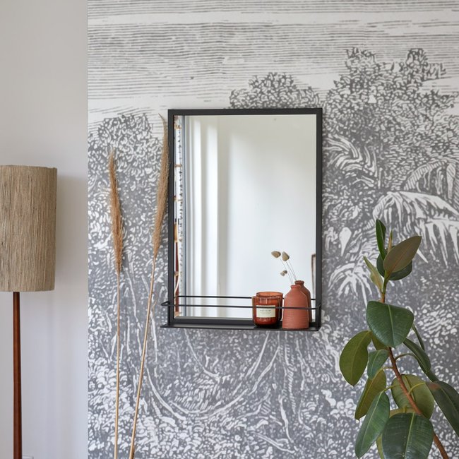 Miroir déco en métal 70x50 cm LISON Couleur noir <span itemprop=