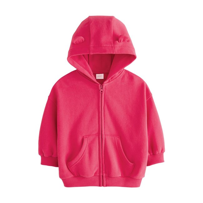 Sweat à capuche zippé rose fuchsia <span itemprop=