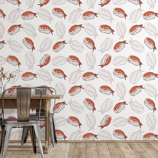 Papier peint sushis Couleur intissé <span itemprop=