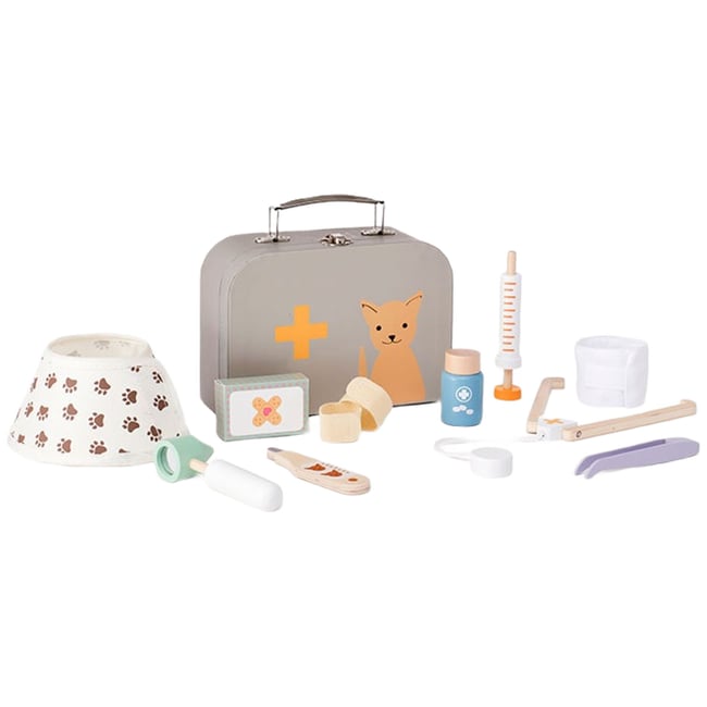 Valise de vétérinaire gris, orange, blanc <span itemprop=