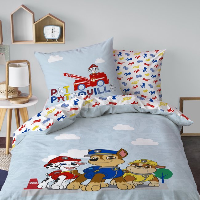 Parure de lit imprimée 100% coton, PATBOY bleu <span itemprop=