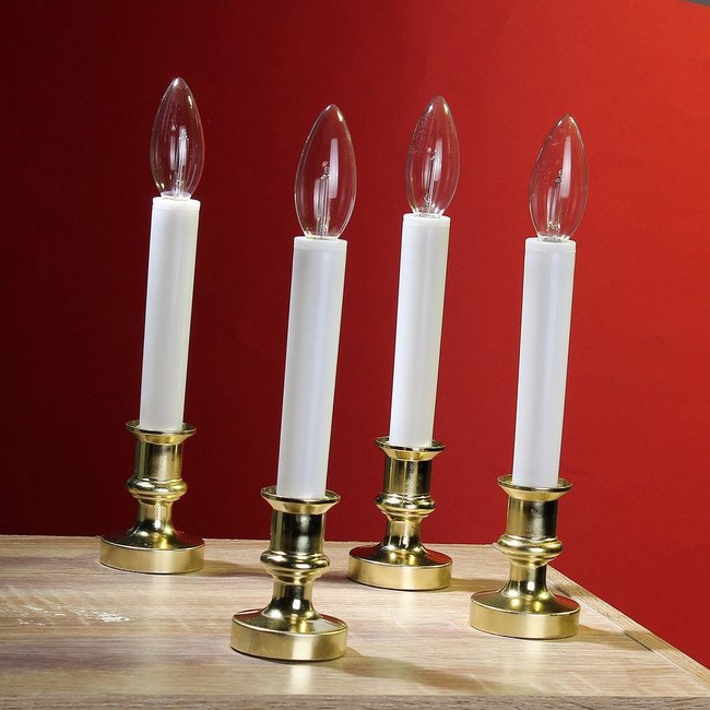 Lot de 8 Bougeoirs à piles pour table de Noël Couleur blanc <span itemprop=