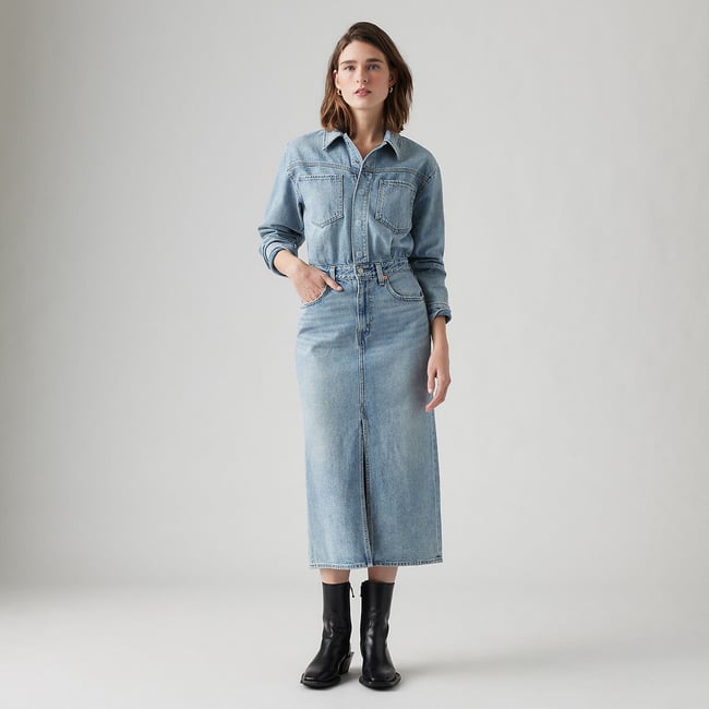 Robe En Jean Cintrée River Island Taille 8 UK - Occasion Très Bon état, Avec Poches