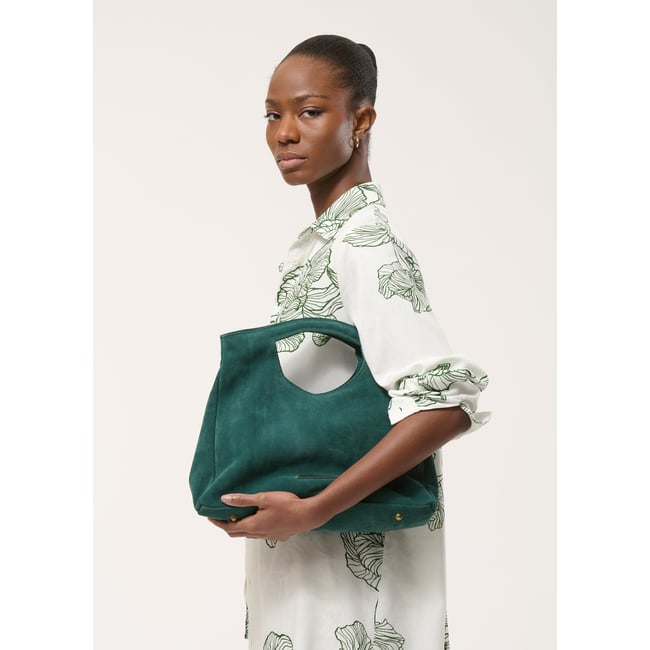 Sac en daim vert meleze <span itemprop=