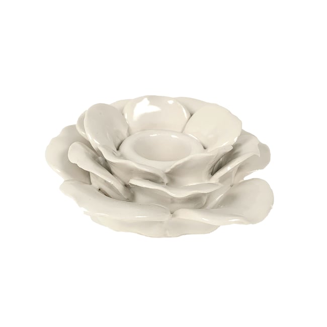 Bougeoir fleur céramique 9.6x9.3x4cm - EMDE
