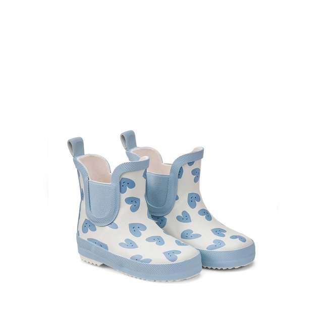 Bottes de pluie Coeurs bleu/blanc <span itemprop=