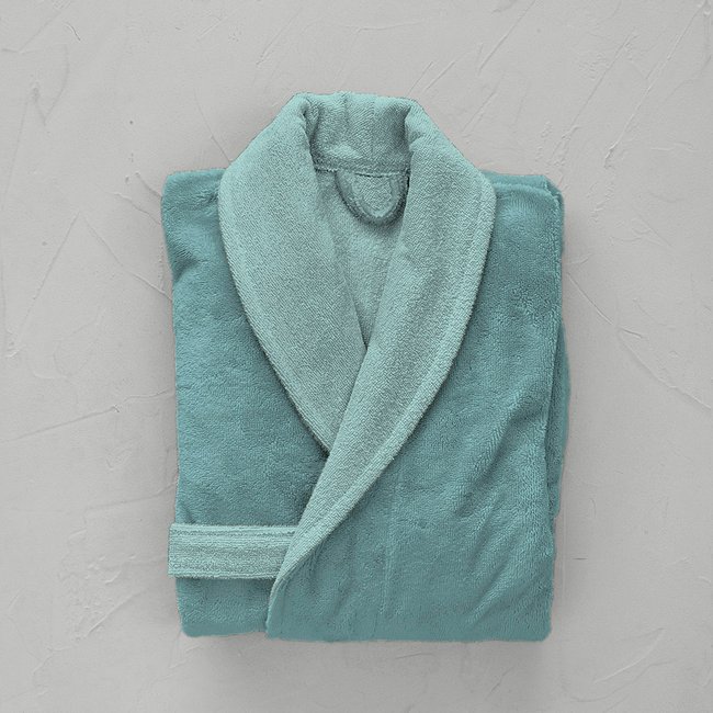 Kimono bi-matière femme bleu céladon <span itemprop=