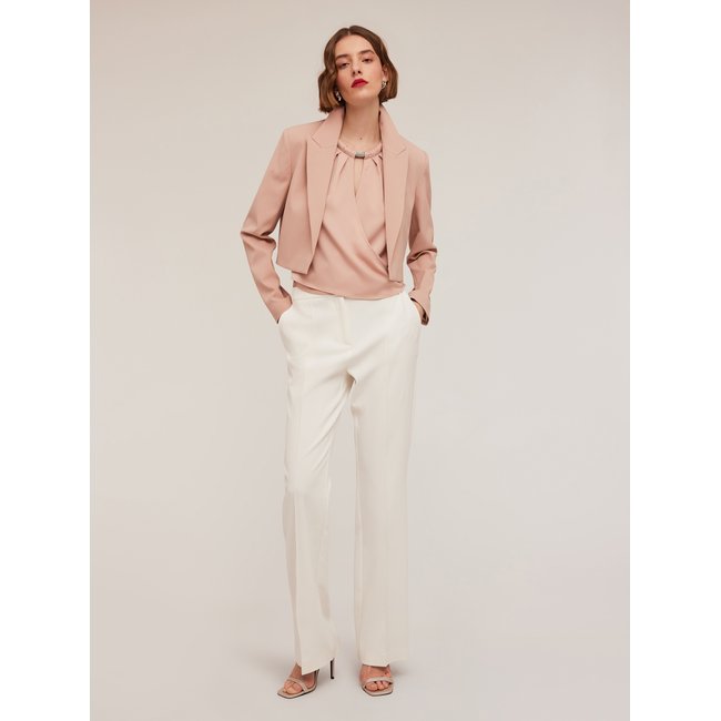 Veste spencer en toile de coton mélangé viscose stretch avec doublure intérieure rose <span itemprop=