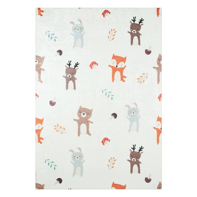 Tapis intérieur enfant blanc imprimé animaux RAVON Couleur blanc <span itemprop=