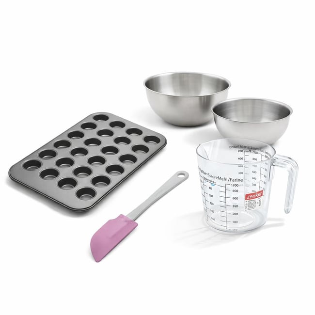 Set de 5 ustensiles de pâtisserie moule à gâteaux bol spatule noir <span itemprop=
