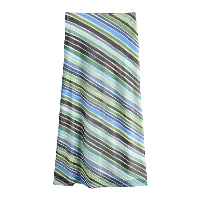 Jupe longue en tulle rayure bleu/vert <span itemprop=