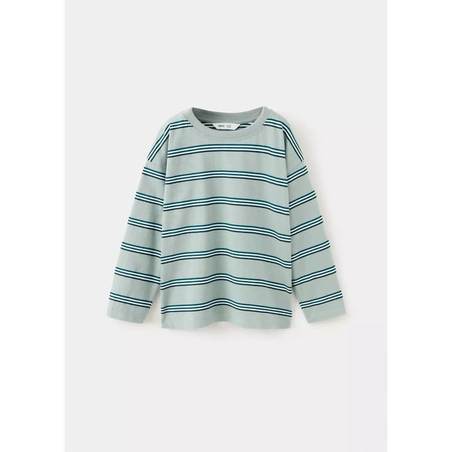 T-shirt 100 % coton rayures vert d´eau <span itemprop=