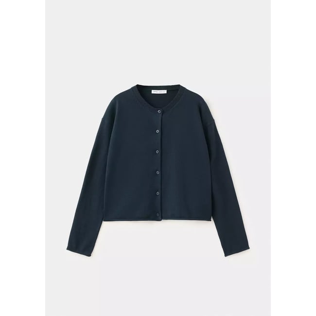 Cardigan en maille à boutons bleu marine <span itemprop=