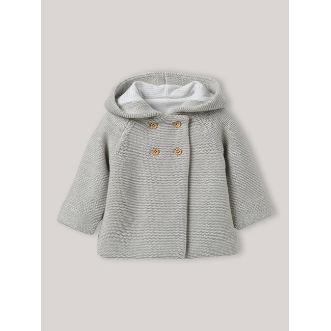 Gilet doublé en coton et laine gris chiné clair <span itemprop=