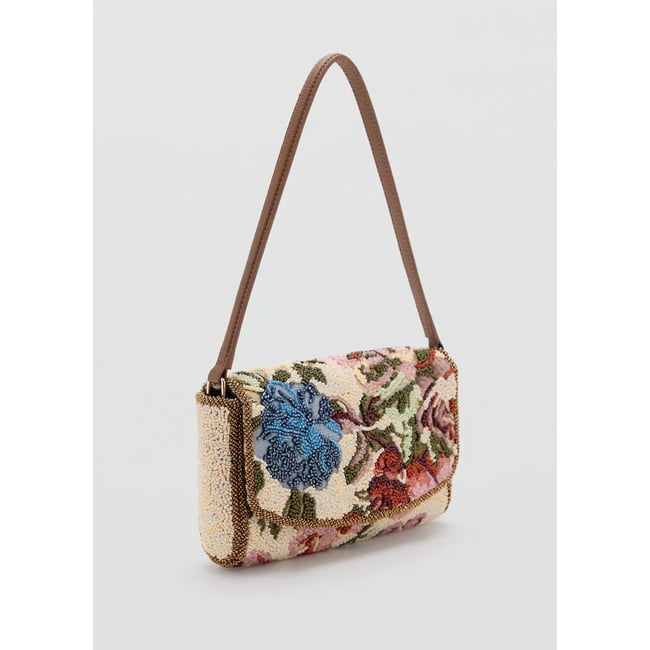 Sac porté épaule à broderie florale rose <span itemprop=