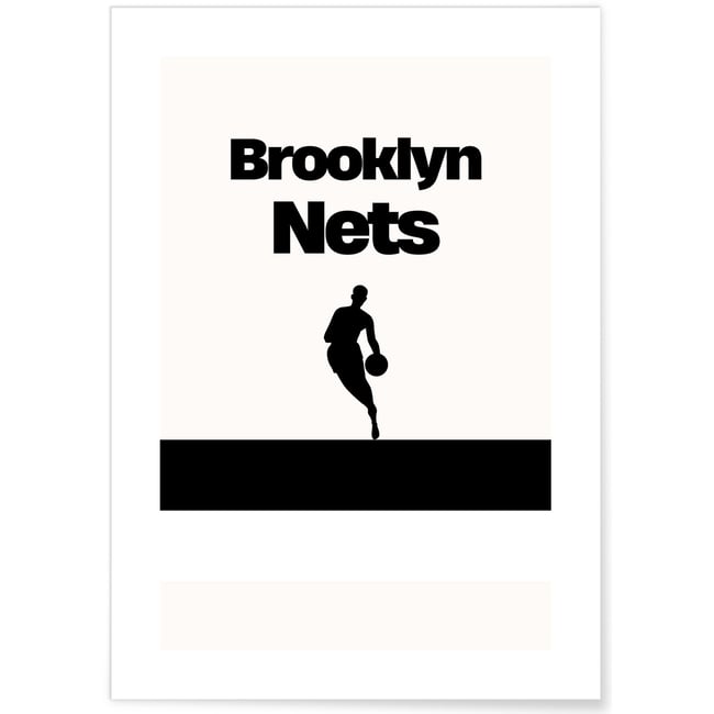 Affiche Brooklyn Nets - Design minimaliste Couleur blanc <span itemprop=