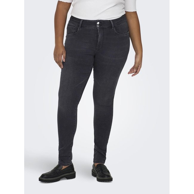 ONLY CARMAKOMA Jeans Donna Skinny Con Frange – Taglie Forti – Denim Slavato