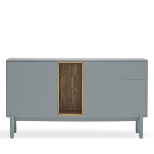 Buffet 1 porte 3 tirois en bois L136,8cm- CORVO Couleur gris clair <span itemprop=
