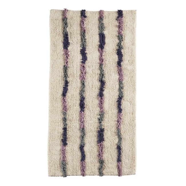 Tapis rayé tufté coton Couleur mauve <span itemprop=