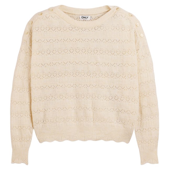 Pull en fine maille, détails boutons beige clair <span itemprop=