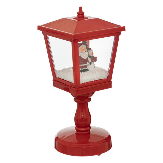 Décoration lanterne à pied animée et musicale H31 cm 4 LED blanc froid à piles Couleur rouge <span itemprop=