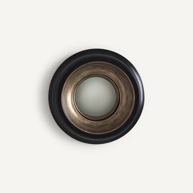 Miroir de sorcière rond diamètre 26,5 cm, Samantha Couleur doré <span itemprop=