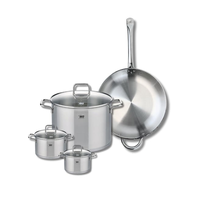 Batterie 1 poêle 32cm + 3 faitouts 12/14/26cm PROFI CITRIN gris <span itemprop=