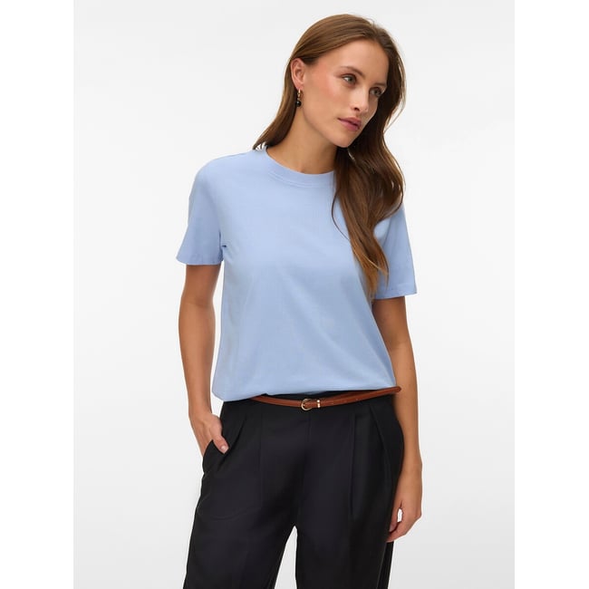 Short Sleeve Crew Neck T-Shirt, blue, VERO MODA