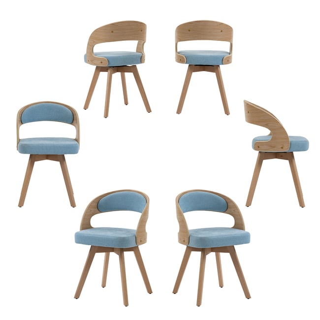Lot de 6 fauteuils de salle à manger rotatif scandinave en hêtre, GINNY - MEUBLES COSY