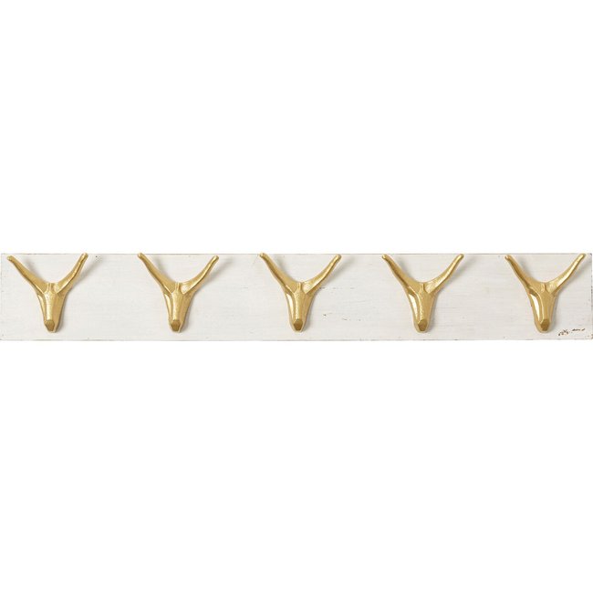 Portemanteau mural cerfs blanc et doré 75cm Couleur blanc <span itemprop=