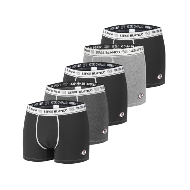 Lot De 5 Boxers Coton Class' Uni gris/grisfoncé/noir <span itemprop=