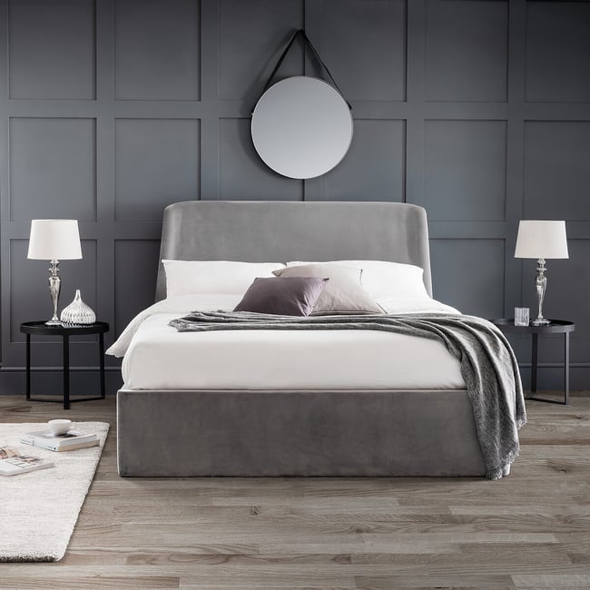 Messina Curved Ottoman Storage Bed, grey, SO'HOME