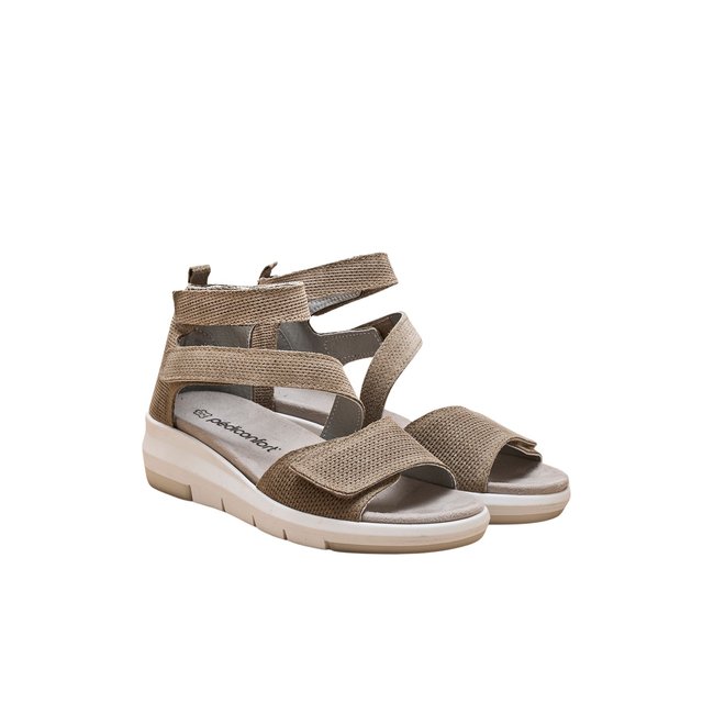 Sandales semelle amovible à scratchs kaki <span itemprop=