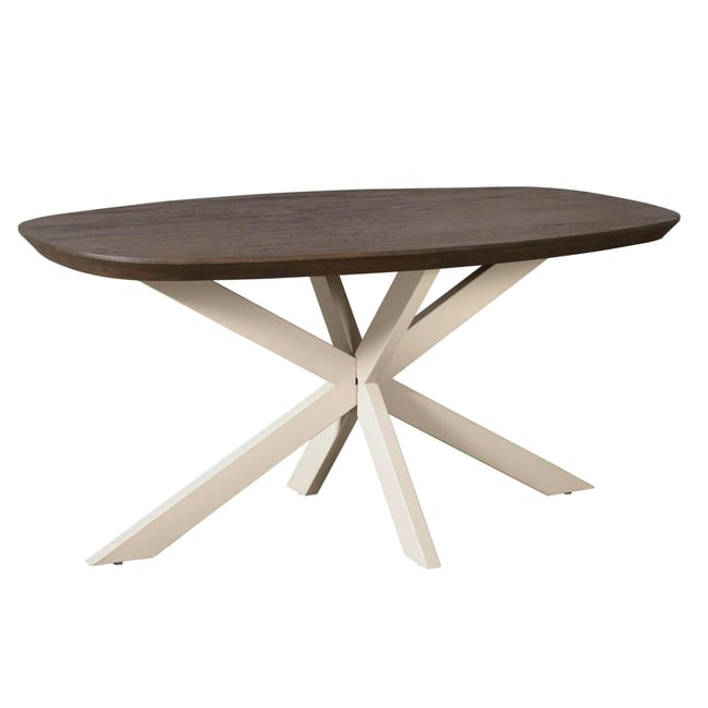 Table à manger 160 cm bords arrondis CORTINA Couleur marron / ecru <span itemprop=