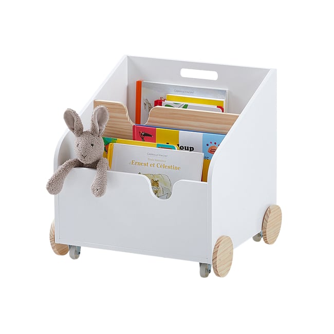 Coffre bibliothèque à roulettes LIGNE SCHOOL Couleur blanc <span itemprop=