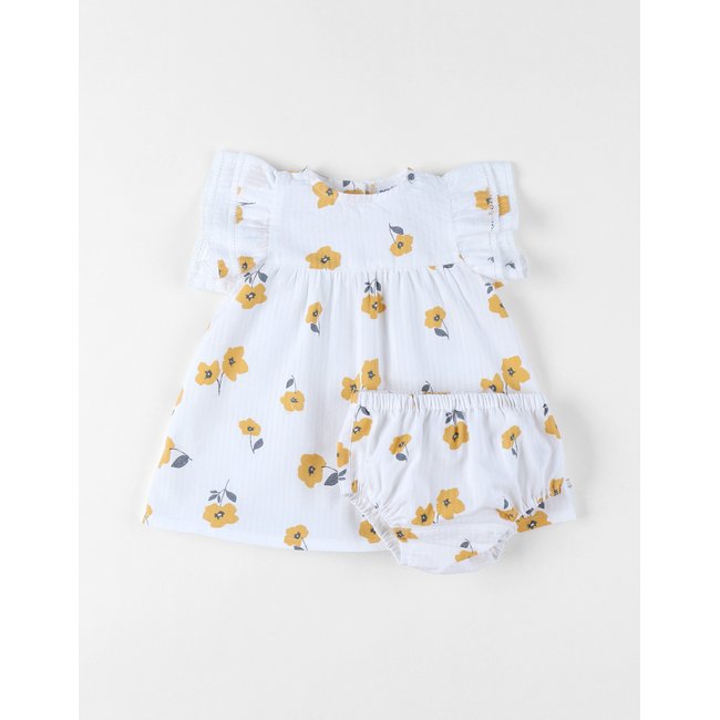 Robe avec bloomer, Crépon de Coton blanc <span itemprop=