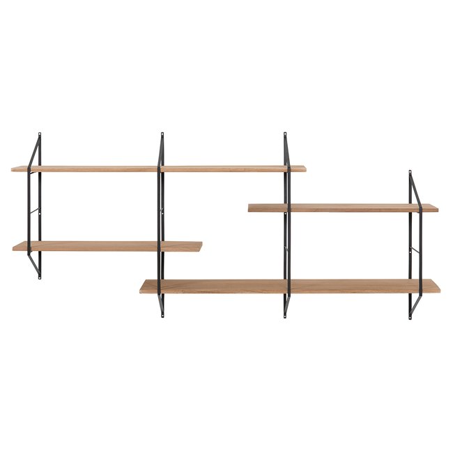 Etagère murale XL modulable en bois clair et métal noir L191 cm BRIDGE Couleur bois clair / noir <span itemprop=