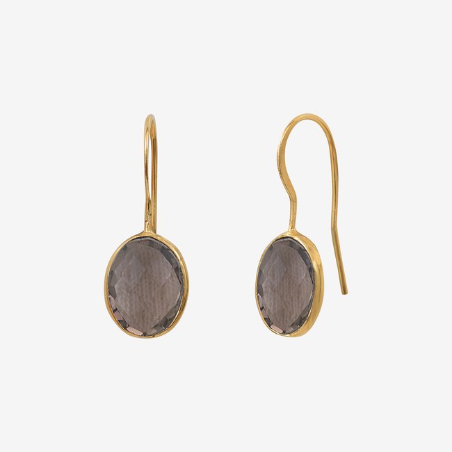 Boucles d'oreilles dorées quartz vert - serti pm - CAROLINE NAJMAN