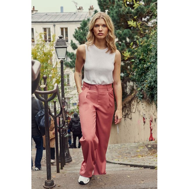 Polimo wide leg trousers with pleat front, dusty pink, LA PETITE ETOILE