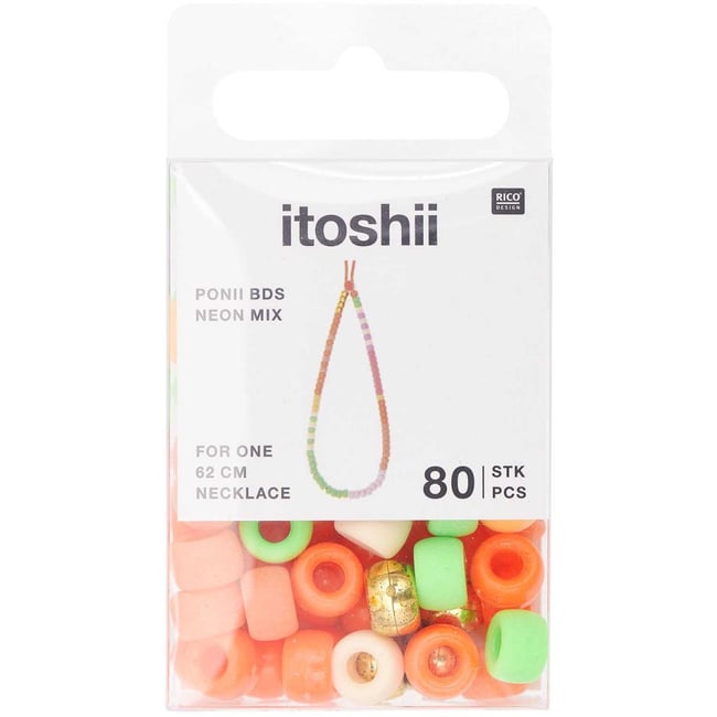 Itoshii pack de 80 perles Ponii neon mix - RICO DESIGN
