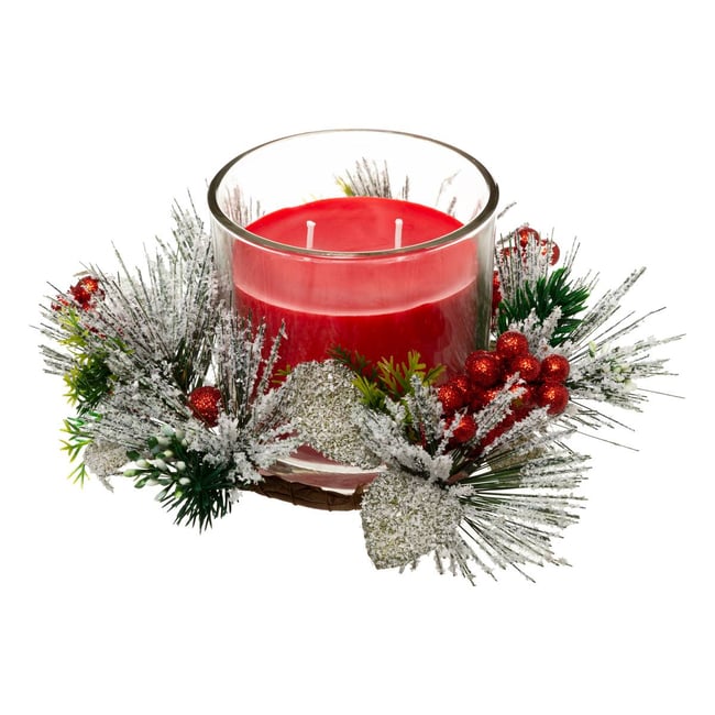 Box de bougie centre de table gm avec feuille 270g Couleur rouge <span itemprop=