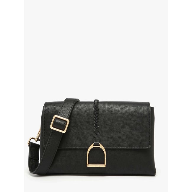 Sac bandoulière M Torsade cuir noir <span itemprop=